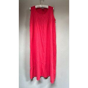 Miss Aly Cotton Textured Pattern Tank Midi Dress Large Red Sleeveless A-Line